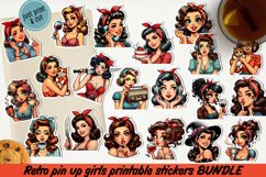 Retro Pin up girl printable stickers BUNDLE PNG. Product Image 1