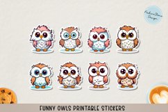 Funny owls printable stickers. PNG, JPG. Product Image 1