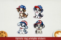 Patriotic dog printable stickers. Cricut PNG. Product Image 1