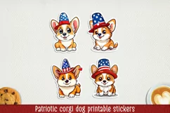 Patriotic corgi dog printable stickers. Cricut PNG. Product Image 1