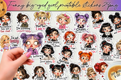 Funny Big-Eyed Girl Stickers Bundle PNG Product Image 1