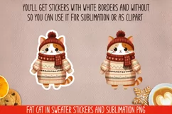 Fat cat in sweater.Stickers and Sublimation PNG. Product Image 2