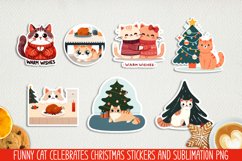 Funny cat celebrates Christmas.Stickers and Sublimation PNG. Product Image 1