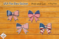 USA Flag Bow Stickers | Print and Cut Product Image 1