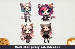 Rock star pussy cat stickers. PNG, JPG. Product Image 1