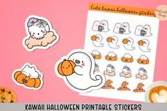 Cute Kawaii Halloween printable stickers. PNG, JPG. Product Image 1