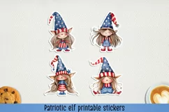 Patriotic elf cricut printable stickers. PNG, JPG Product Image 1