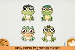 Funny curious frogs printable stickers. PNG, JPG. Product Image 1