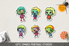 Cute Halloween Zombies printable stickers. Product Image 1