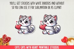 Cute cats with heart Stickers and Sublimation PNG. Product Image 2