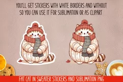 Fat cat in sweater.Stickers and Sublimation PNG. Product Image 2