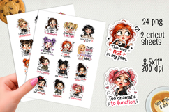 Funny Big-Eyed Girl Stickers Bundle PNG Product Image 2