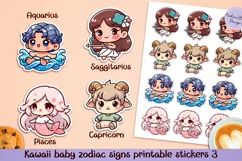 Baby kawaii zodiac signs stickers 3. PNG. Product Image 1