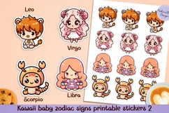 Baby kawaii zodiac signs stickers 2. PNG. Product Image 1