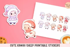 Cute Kawaii sheep printable stickers. PNG, JPG. Product Image 1
