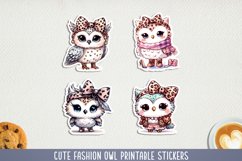 Cute fashion owl stickers, JPG, PNG. Product Image 1