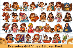 Everyday Girl Vibes printable sticker pack. PNG. Product Image 1