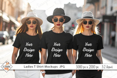 Three Ladies Black T Shirt mockup jpg Product Image 1