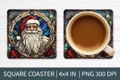Stained Glass Santa Klaus| Square Coaster Sublimation Design Product Image 1