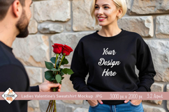Ladies Valentine's Black Sweatshirt mockup jpg Product Image 1