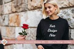 Ladies Valentine's Black Sweatshirt mockup jpg Product Image 1