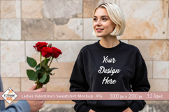 Ladies Valentine's Black Sweatshirt mockup jpg Product Image 1