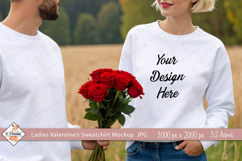Ladies Valentine's White Sweatshirt mockup jpg Product Image 1