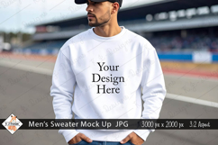 Men&#039;s White Sweatshirt mockup jpg Product Image 1