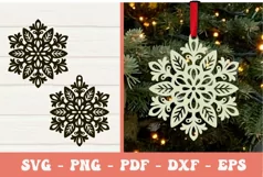 Snowflake laser svg dxf png| Christmas Snowflakes ornament Product Image 2