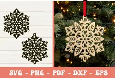 Snowflake laser svg dxf png| Christmas Snowflakes ornament Product Image 1
