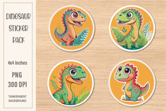 Dinosaur Stickers | Dinosaur Watercolor PNG | Print&amp;Cut Product Image 1