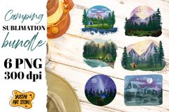 Camping sublimation bundle. Mountain/forest landscape 6 PNG Product Image 1