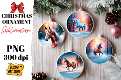 Christmas ornament winter horse sublimation. Product Image 1