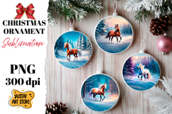 Christmas ornament winter horse sublimation. Product Image 1