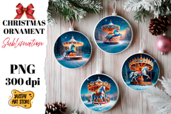 Christmas ornament horse carousel sublimation. Product Image 1