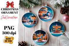 Christmas ornament horse carousel sublimation. Product Image 1