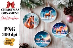 Christmas ornament winter horse sublimation. Product Image 1