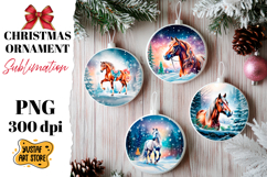 Christmas horse ornament sublimation. Product Image 1
