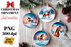 Christmas ornament winter horse sublimation. Product Image 1