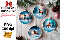 Christmas ornament winter horse sublimation. Product Image 1