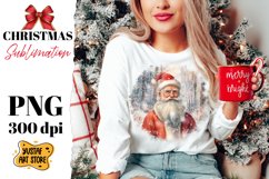 Christmas sublimation design. Santa Claus in winter forest Product Image 1