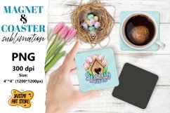 Spring magnet sublimation/Spring coaster PNG. Spring vibes Product Image 1