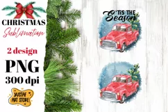 'tis the season. Truck and Christmas tree sublimation design Product Image 2
