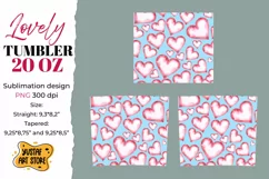 Lovely tumbler 20 oz sublimation design. Watercolor hearts Product Image 2