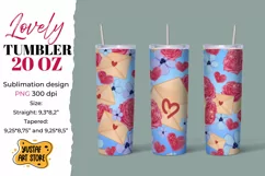 Lovely tumbler 20 oz sublimation. Flowers and envelope Product Image 1
