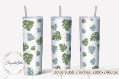 Monstera tumbler design, 20 oz skinny tumbler PNG, Tropical Product Image 1