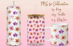 Tropic Flowers tumbler, mug, libbey glass sublimation design Product Image 1