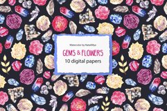 GEMS &amp; FLOWERS - 10 digital papers Product Image 1