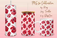 Tropical flowers tumbler, mug, libbey can sublimation png Product Image 1