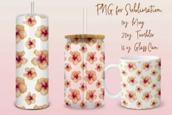 Tropical flowers tumbler, mug, libbey can sublimation png Product Image 1